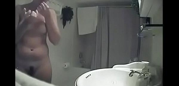  Sister Spied On Changing Before and After Shower with Thick Landing Strip Bush